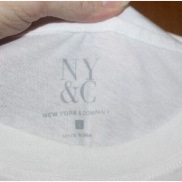 NY&C White T-Shirt Sz L Graphics "Champagne For Breakfast" SS Summer Beach NWT - Picture 3 of 7
